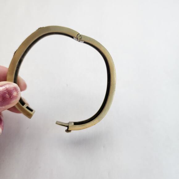 Heidi Daus Bangle Bracelet Hinge Old Gold Purple Cognac Crystal Age Of elegance - Picture 9 of 12